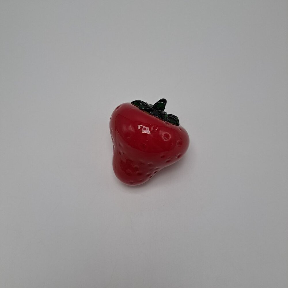 Hand Blown Art Glass Strawberry Vintage Paperweight